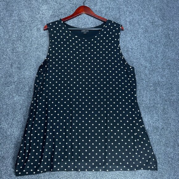 J Jill Wearever Collection Top Womens XL Sleeveless Tank Black Floral Print Knit - Picture 1 of 6